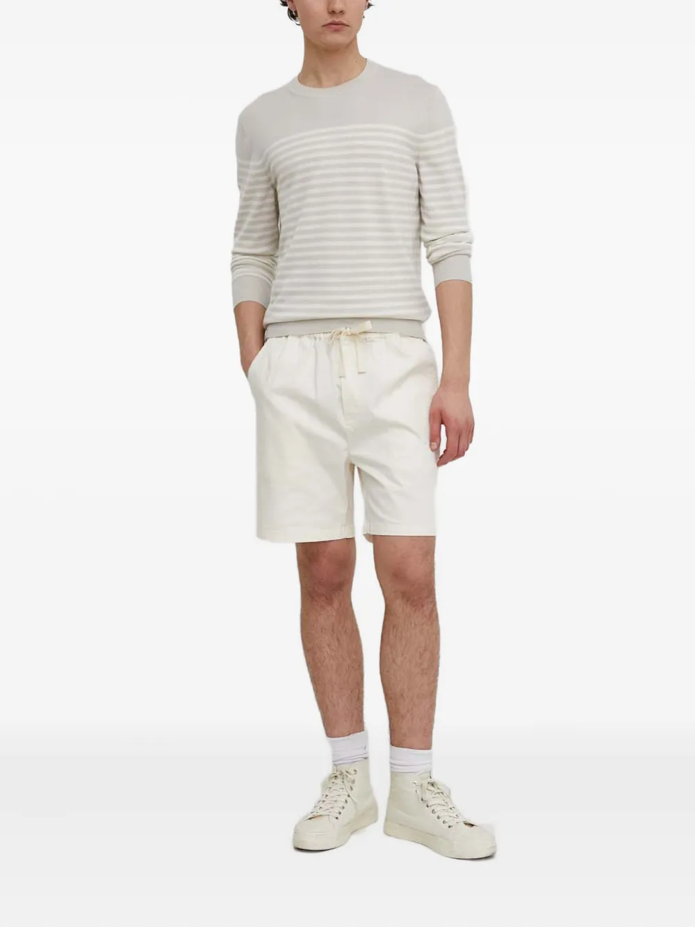 Theory striped-pattern crewneck sweater - Beige