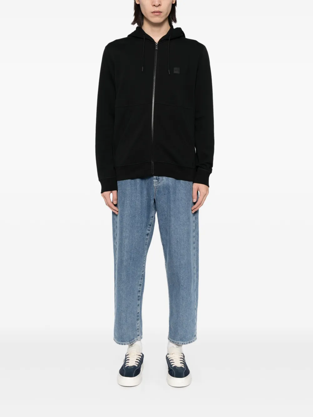 BOSS Hoodie met logopatch - Zwart