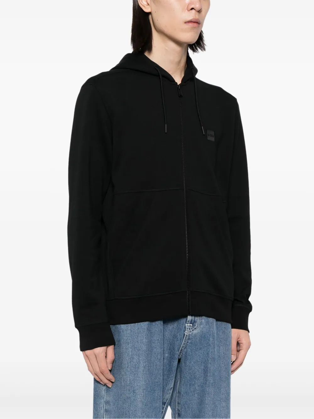 BOSS Hoodie met logopatch Zwart