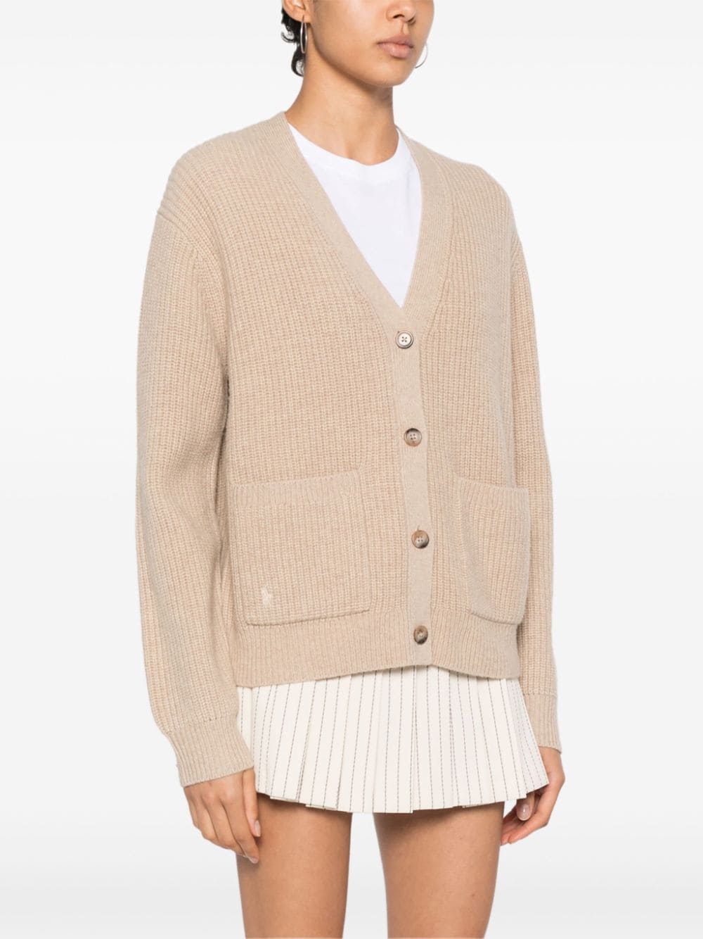 Shop Polo Ralph Lauren Polo Pony-motif Cardigan In Neutrals