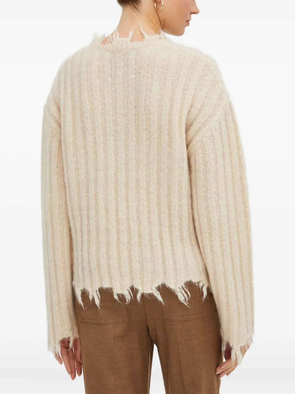 Herskind Ribbed-frayed Sweater In Neutral