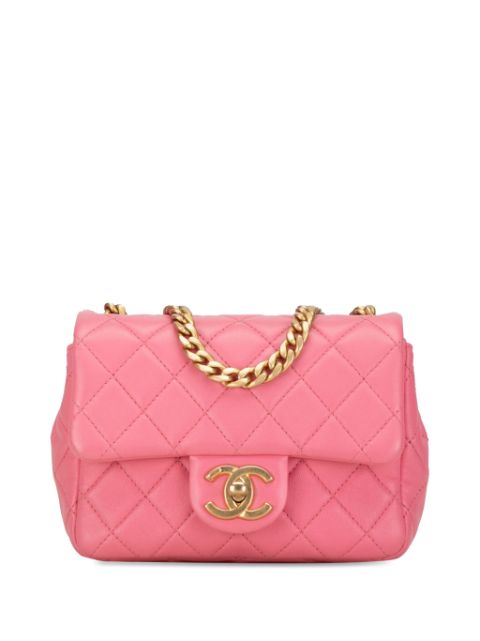 HOT SALE CHANEL 2021 Mini Square Lambskin Pearl Samba Flap crossbody bag Women