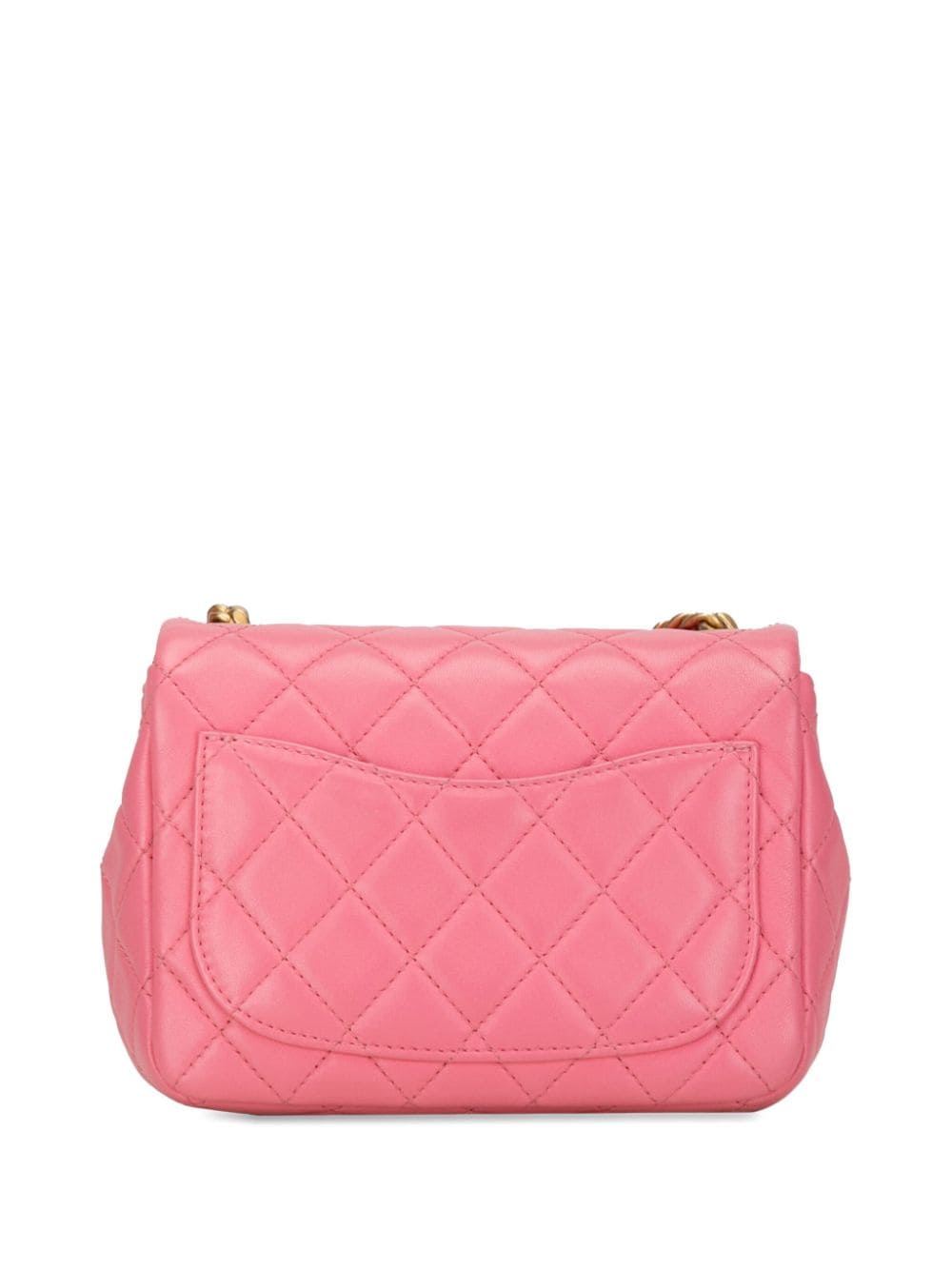 CHANEL Pre-Owned 2021 Mini Square Lambskin Pearl Samba Flap crossbody bag - Roze