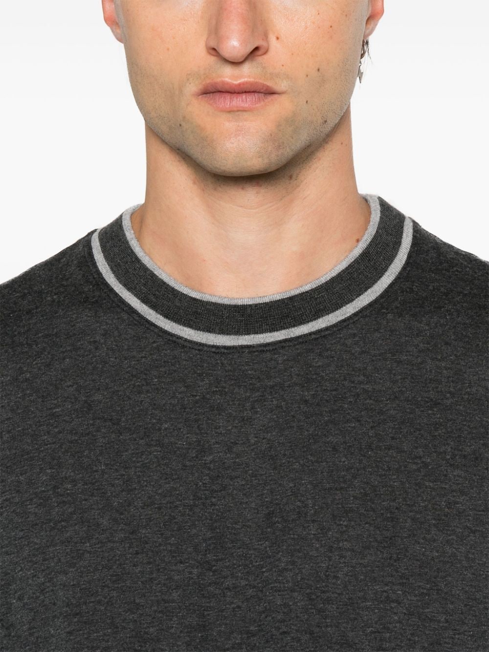 Shop Peserico Contrasting-collar T-shirt In Grey