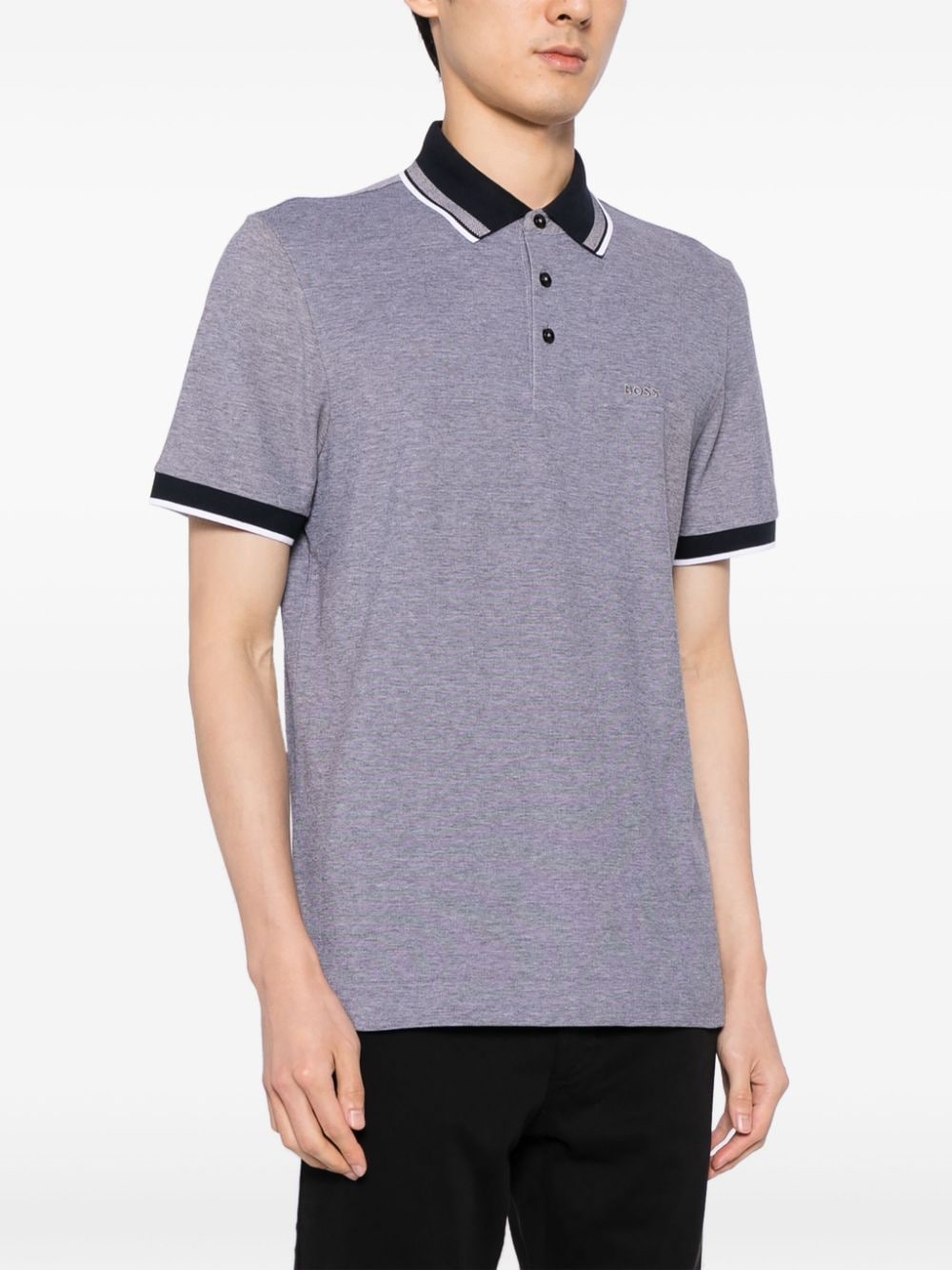 Shop Hugo Boss Cotton Polo Shirt In Grey