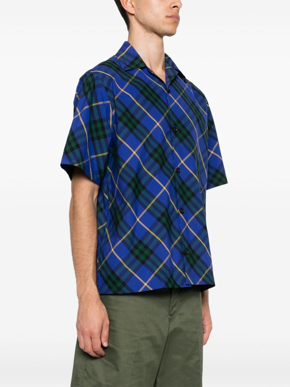 Shop Burberry Check Cotton Shirt In Blau