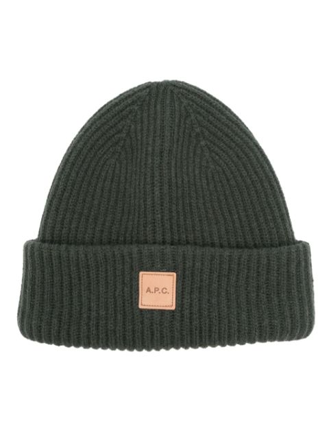 A.P.C. logo-patch beanie Men