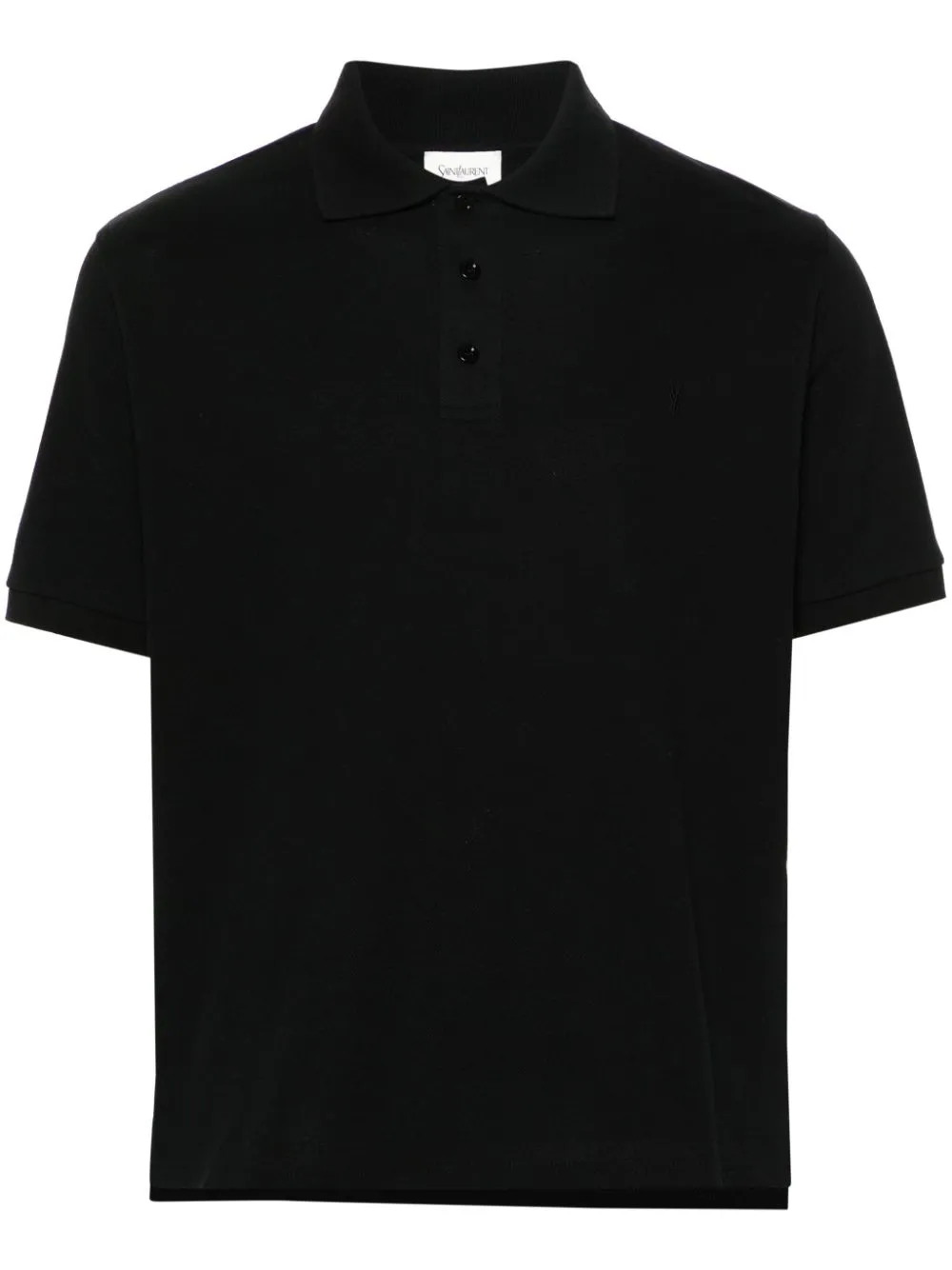 Saint Laurent Shirt With Polo Collar And Short Sleeves In Black
