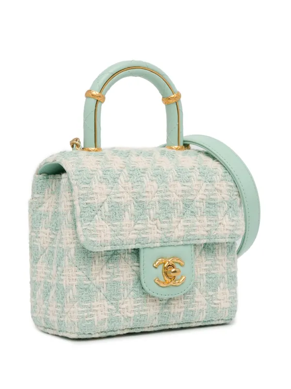 CHANEL Pre Owned 2021 2023 Quilted Tweed Crush Satchel Bag Blue FARFETCH AE
