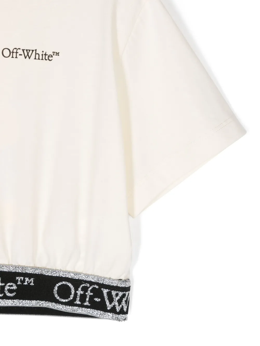 Off-White Kids T-shirt met logoband Beige