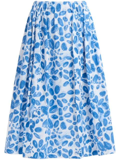 Marni floral-print poplin skirt Women