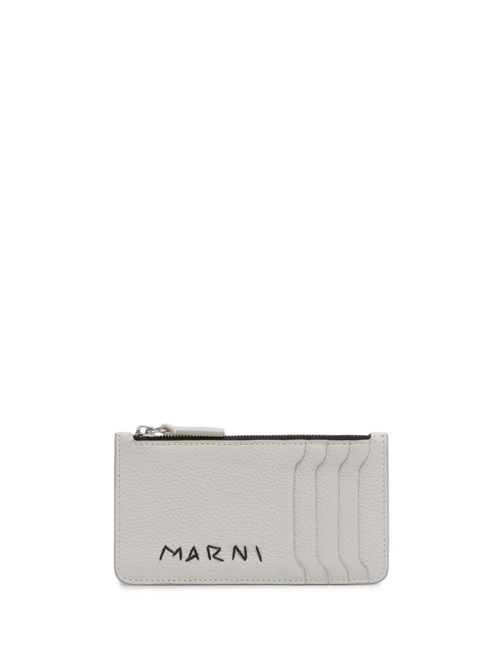 Marni Logo-embroidered Wallet In Gray