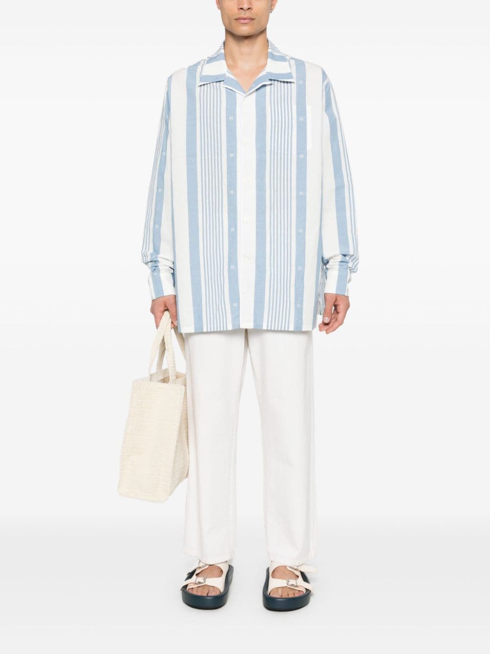 Shop Givenchy 4g Striped Shirt In Blue