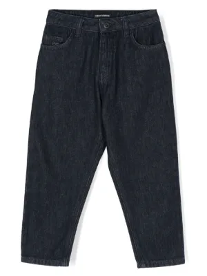 Moncler Enfant embroidered-logo Jeans | Blue | FARFETCH