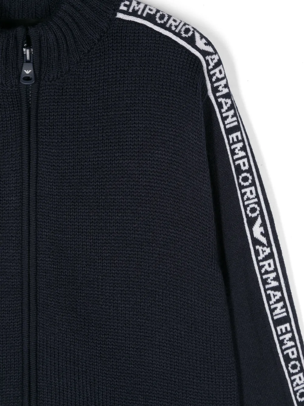Emporio Armani Kids Trui met logo intarsia en rits Blauw