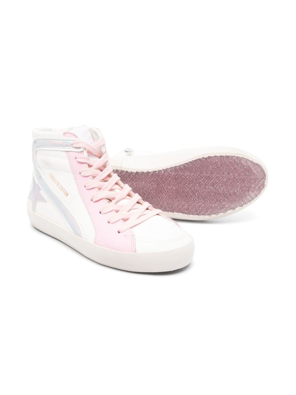 Golden Goose Kids star-patch sneakers - 000 WHITE/PINK