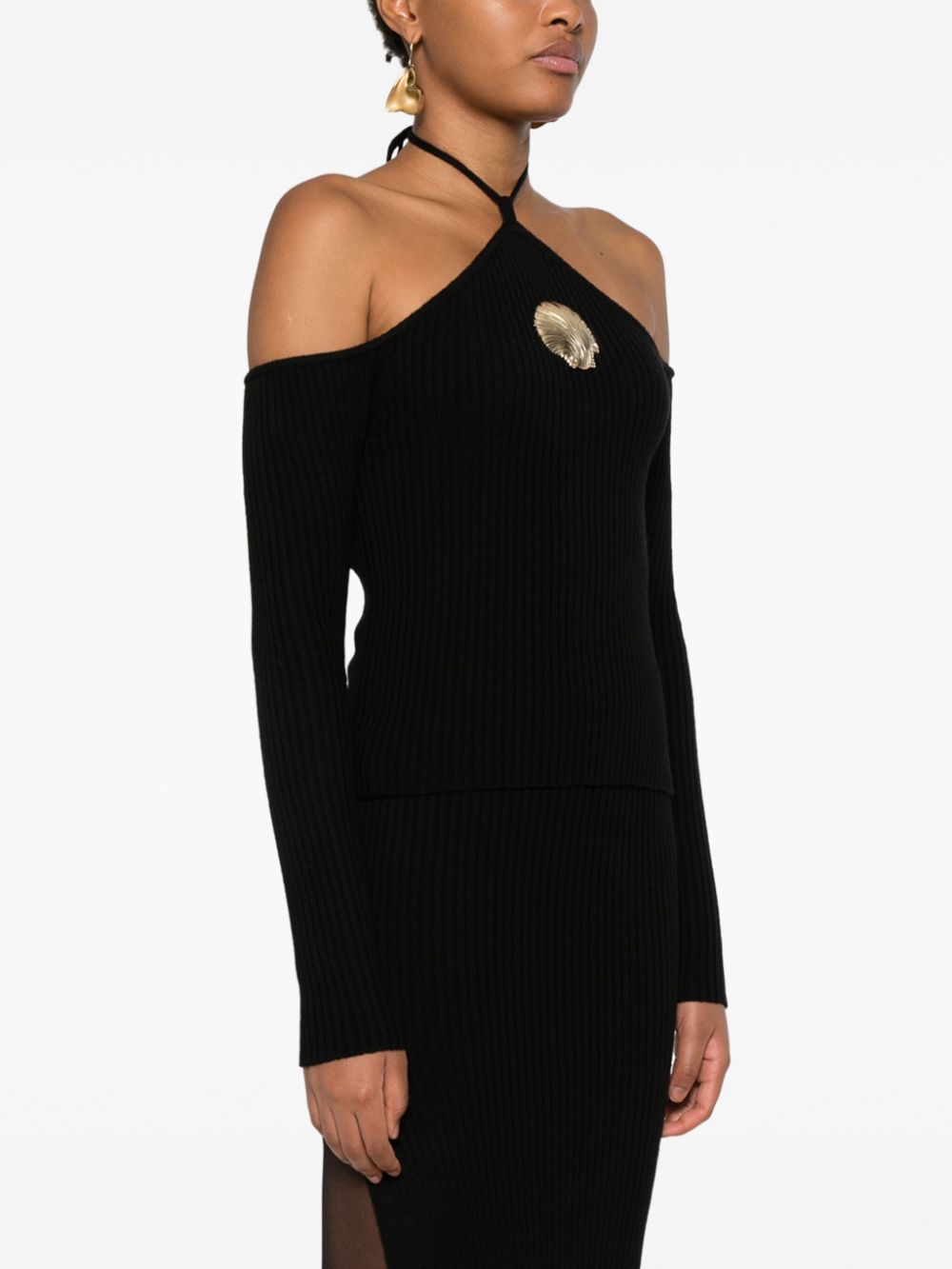 Shop Giuseppe Di Morabito Seashell-brooch Sweater In Black