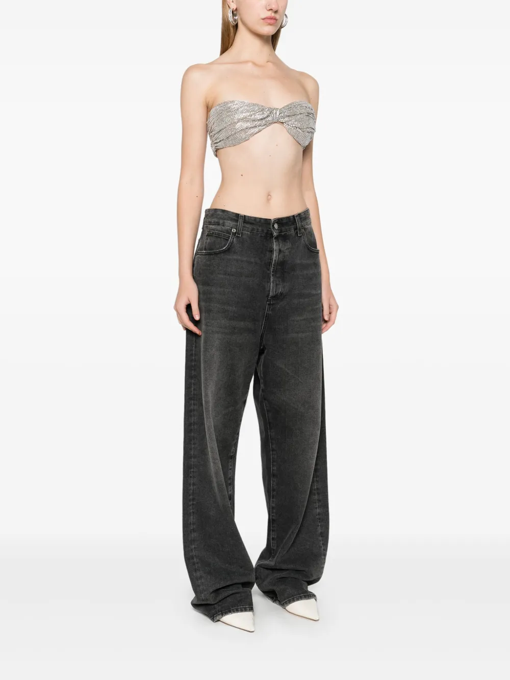 Giuseppe Di Morabito Crystal-embellished Bralette Top In Silver