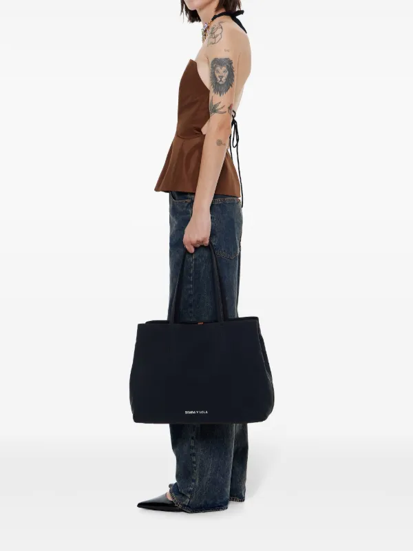 Bimba y Lola Large Gabardine Chihuahua Tote Bag | Grey