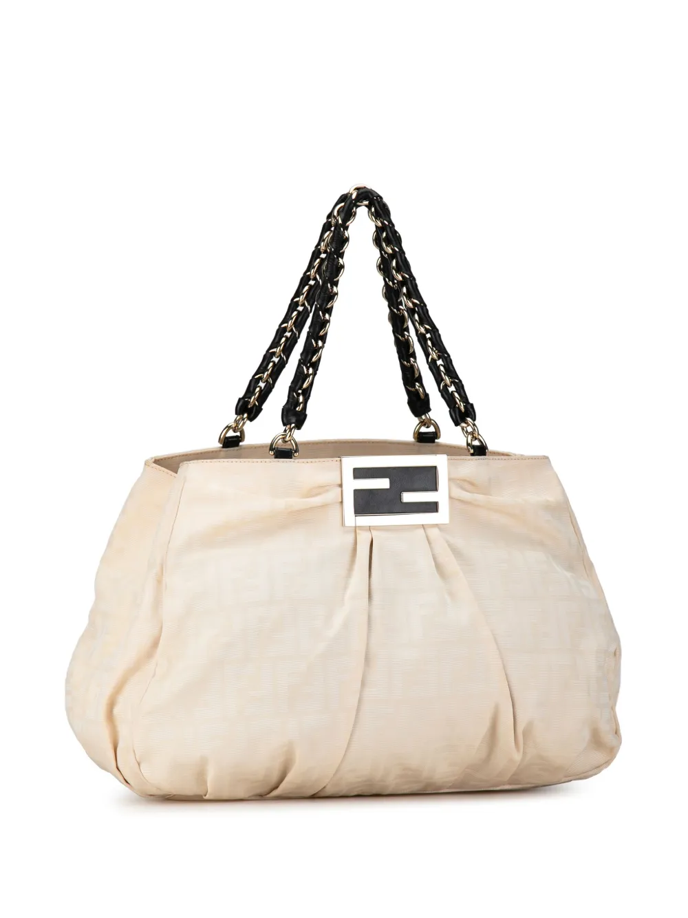 Pre-owned Fendi 2000-2010 Large Zucca Canvas Mia Tote Bag In Brown