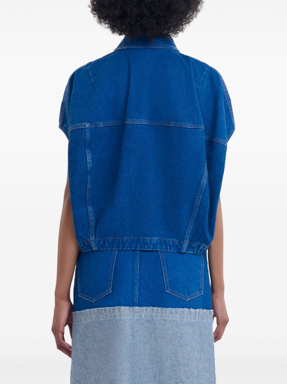 Shop Marni Short-sleeved Denim Jacket In Blue