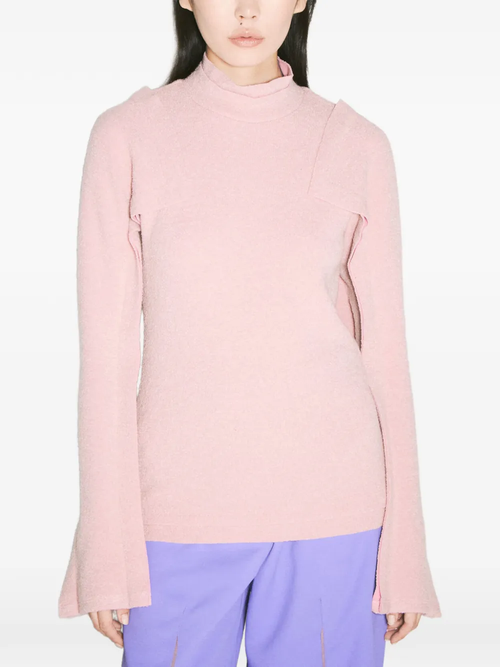 Kiko Kostadinov fluted-sleeve mock-neck top - Rosa