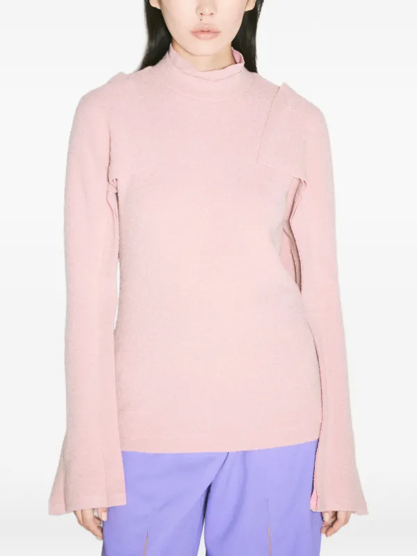 Kiko Kostadinov fluted-sleeve mock-neck Top | Pink | FARFETCH