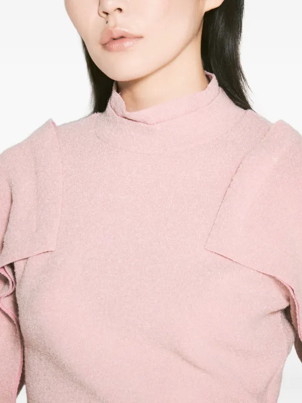 Kiko Kostadinov fluted-sleeve mock-neck Top | Pink | FARFETCH