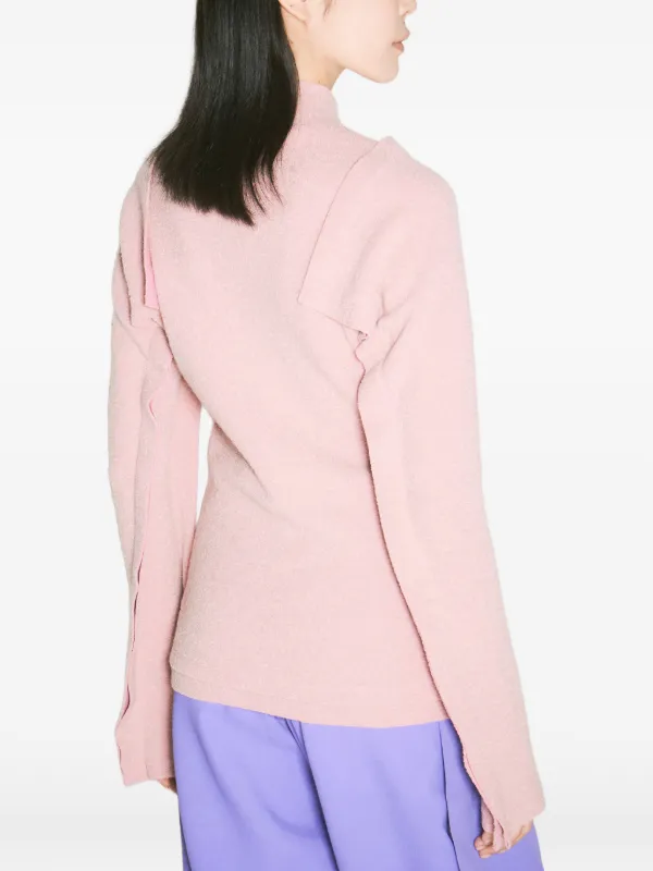 トップス KIKO KOSTADINOV 22AW LONG SLEEVE TOP Kiko Kostadinov fluted-sleeve mock-neck Top | Pink | FARFETCH