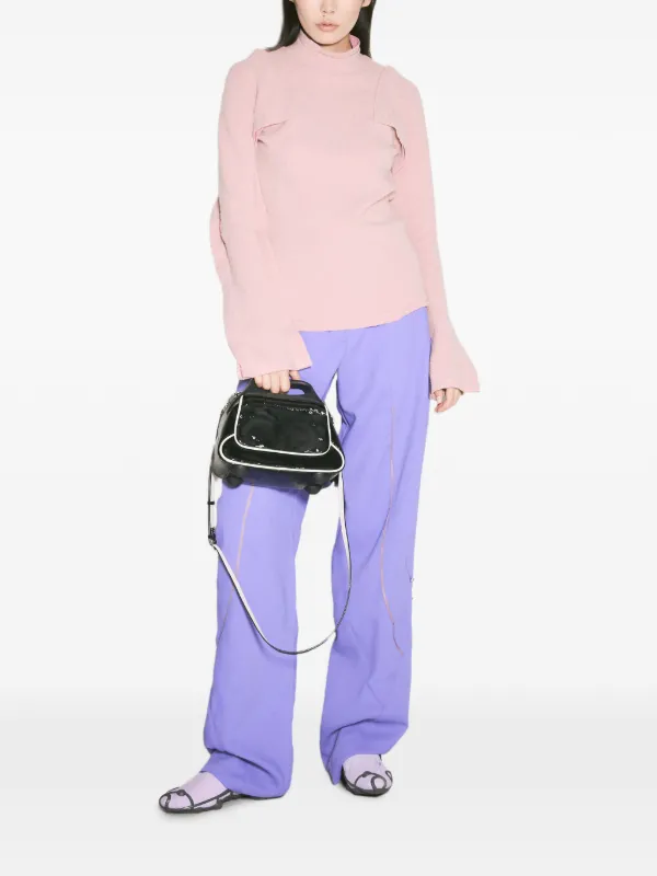 Kiko Kostadinov fluted-sleeve mock-neck Top | Pink | FARFETCH