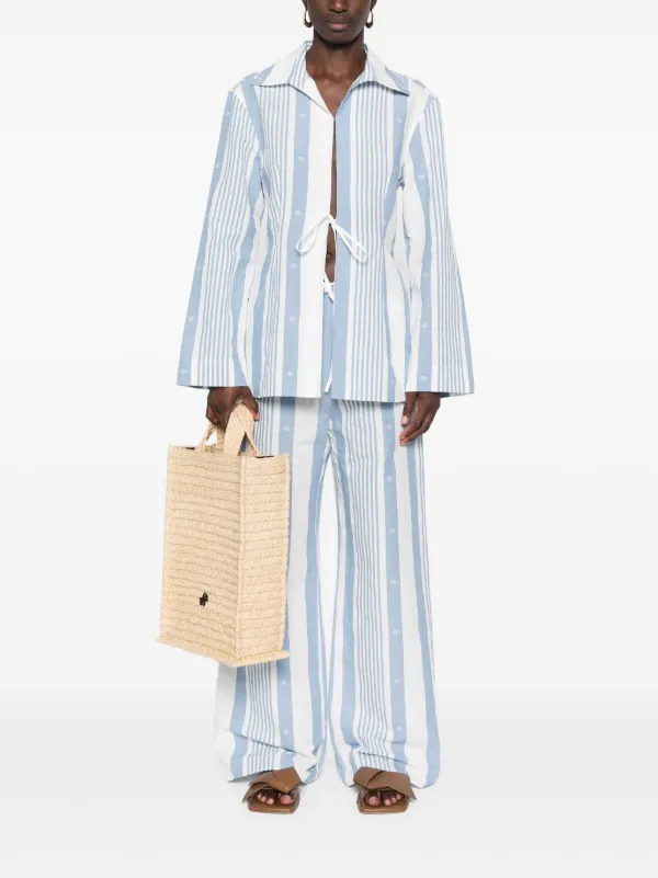 新品★GIVENCHY★4G ストライプ パンツ コットン リネン麻ブルー Givenchy 4G ストライプ パンツ | ブルー | FARFETCH JP