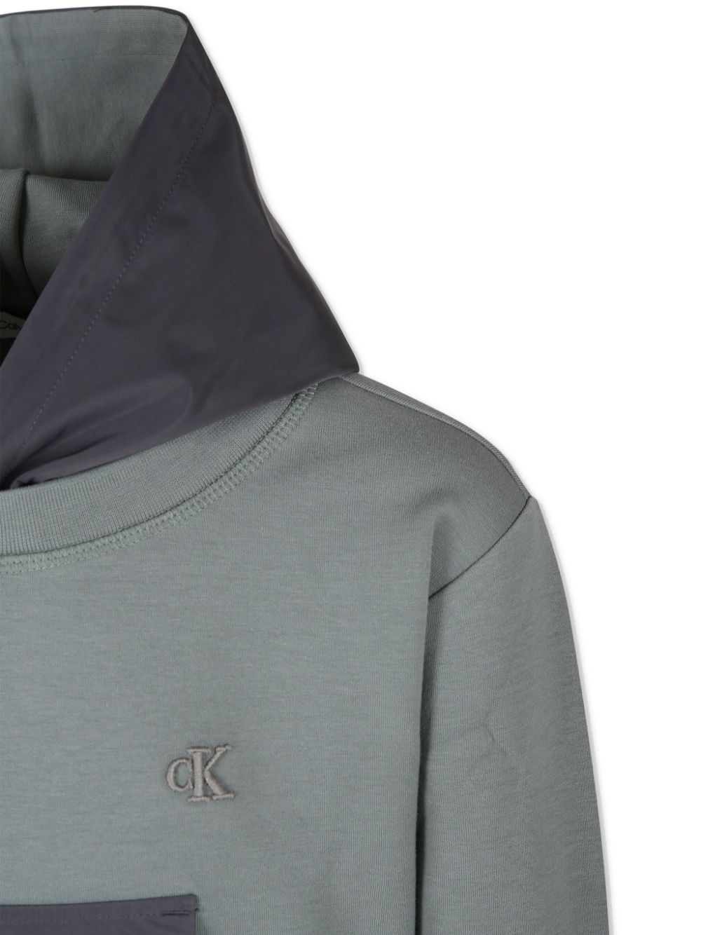 Shop Calvin Klein Logo-embroidered Hoodie In Green