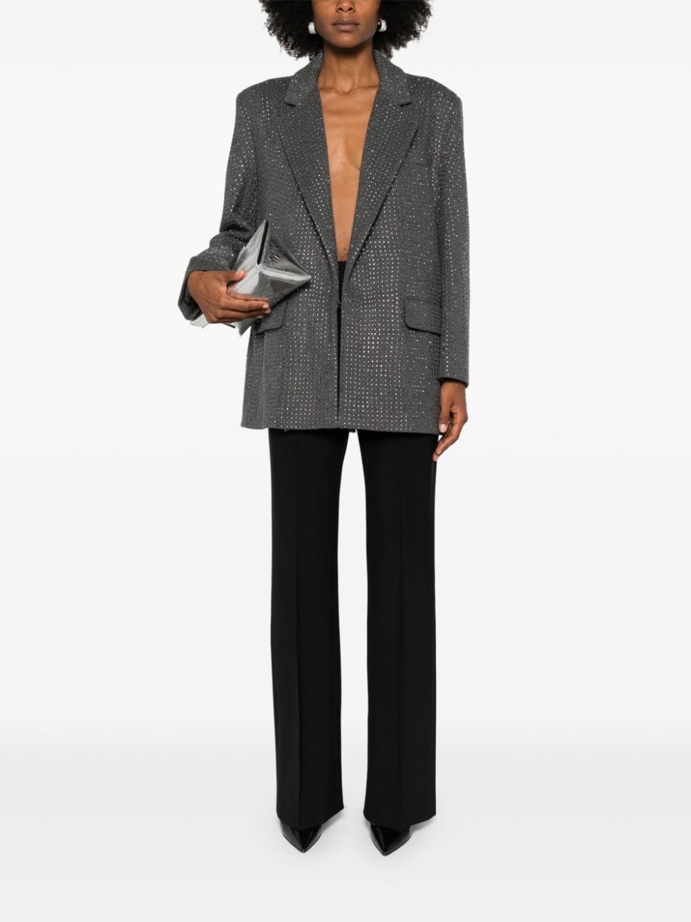 Shop Giuseppe Di Morabito Rhinestone-embellished Blazer In Grey