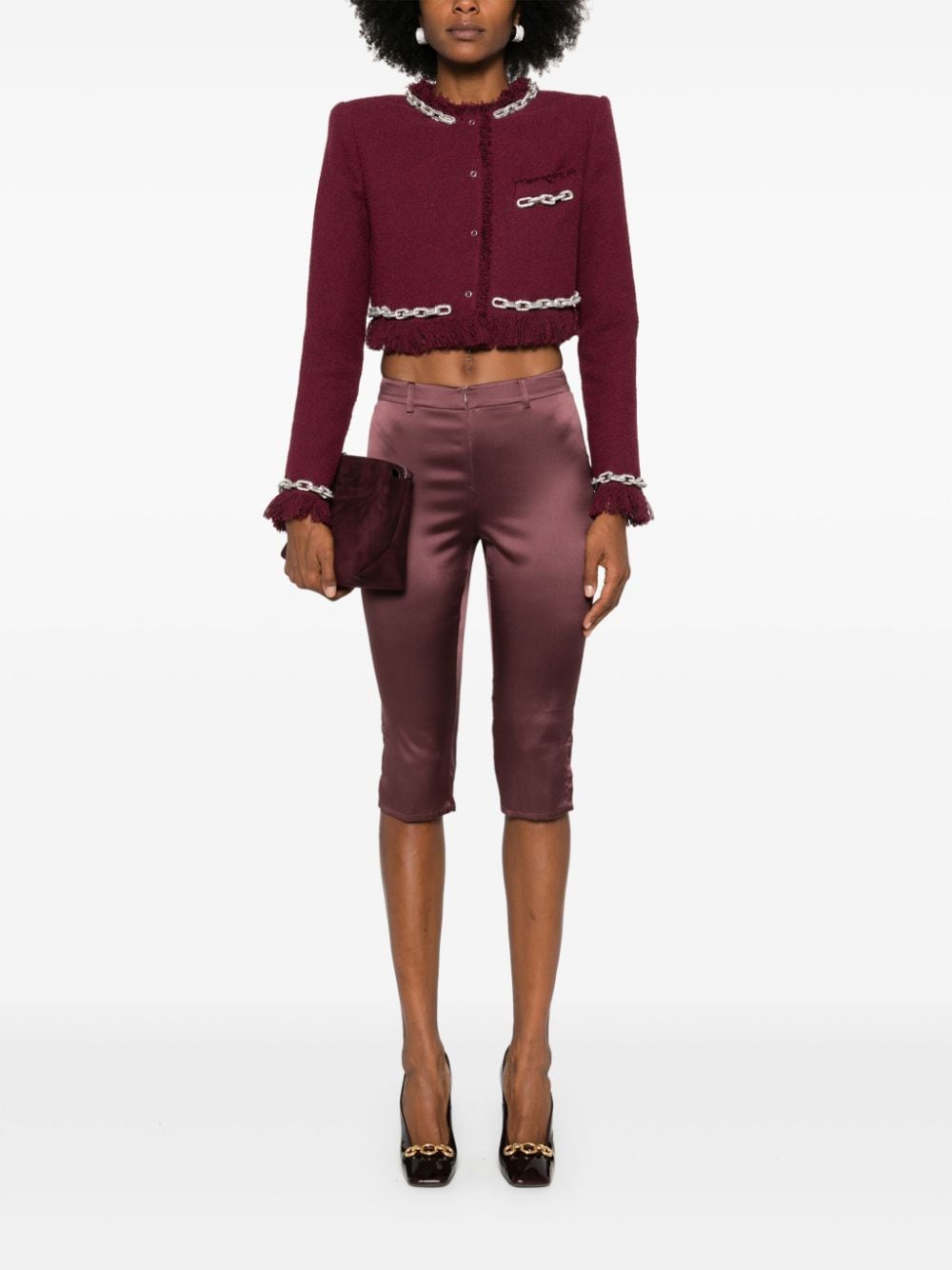 Giuseppe Di Morabito crystal-chain cropped jacket - Paars