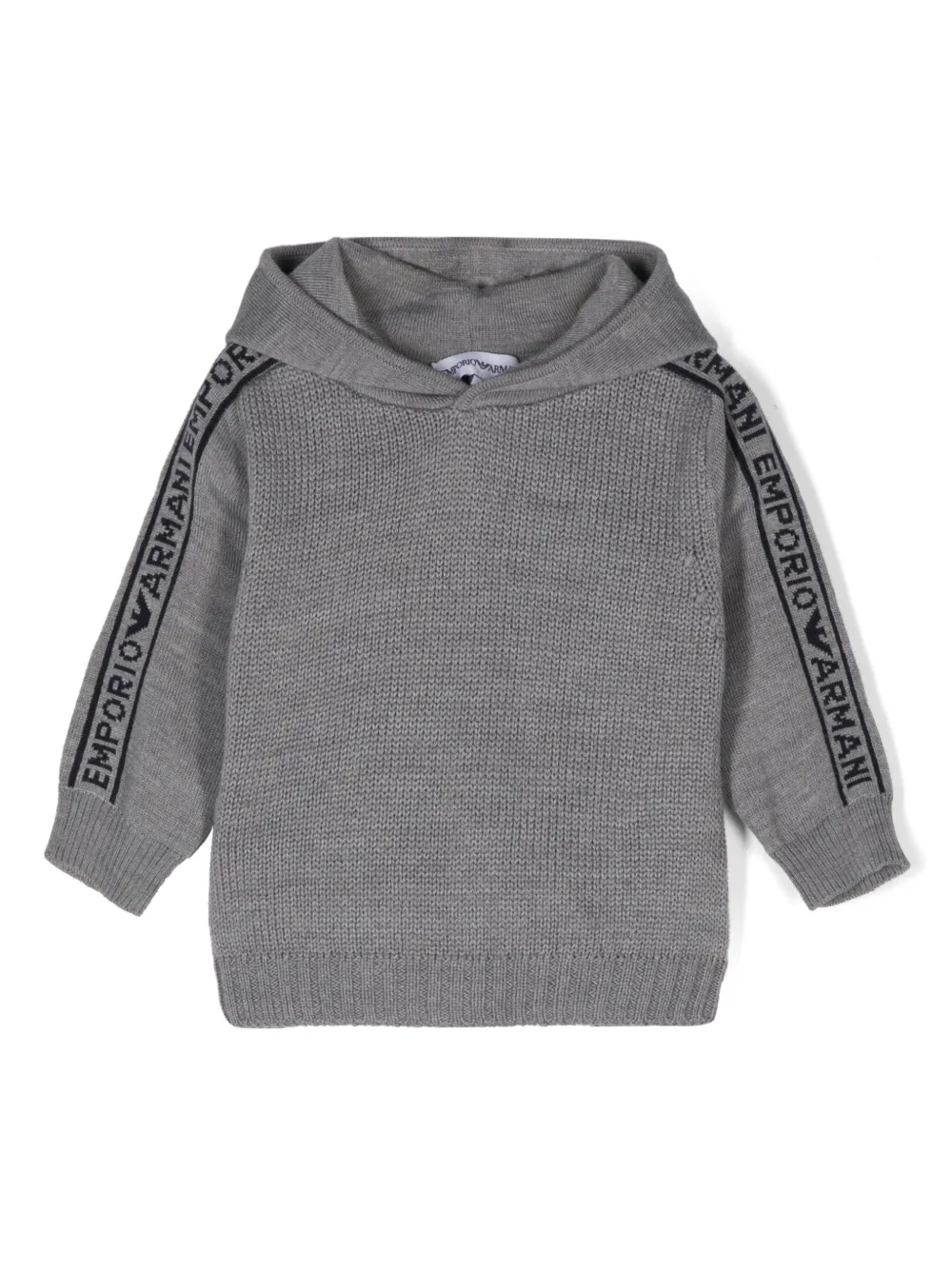 Emporio Armani Kids logo jacquard Hoodie Grey FARFETCH