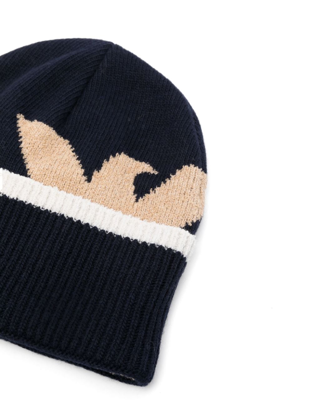 Emporio Armani Kids logo-intarsia beanie - Blauw