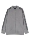 Emporio Armani Kids logo-intarsia zip-up sweater - Grey