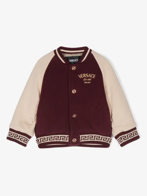 Versace Kids logo-embroidered bomber jacket