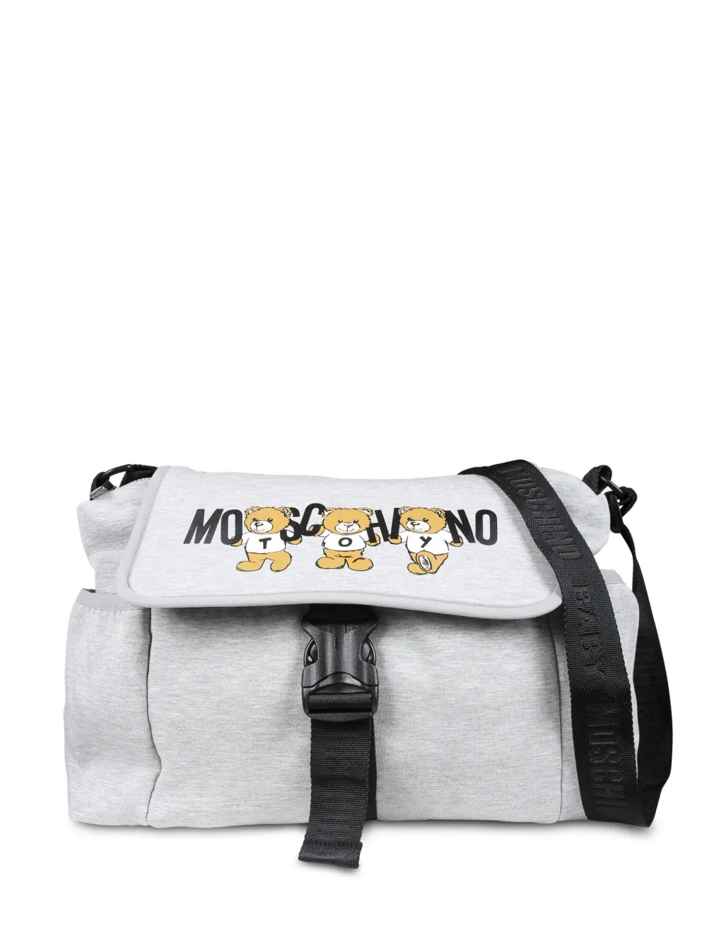 Moschino Teddy-logo Changing Bag In Grey
