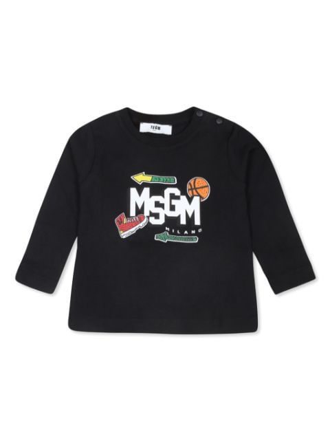 MSGM Kids playera manga larga con logo estampado