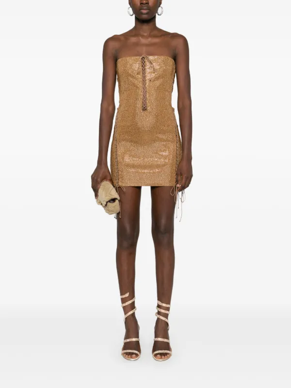 Giuseppe Di Morabito Crystal-embellished Mini Dress - Brown