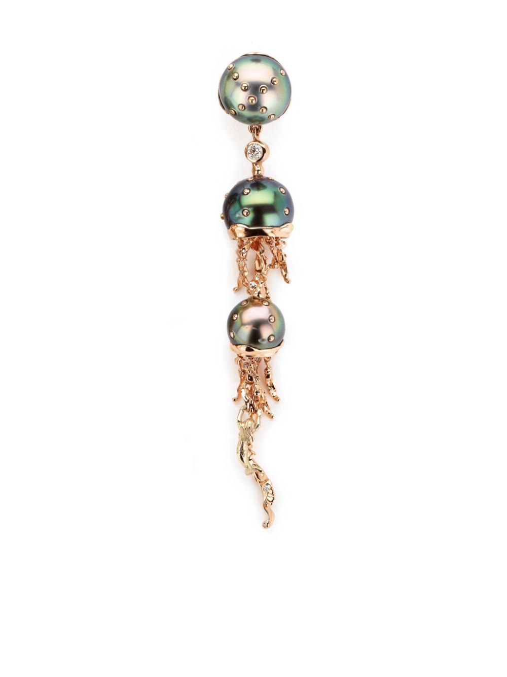 18kt white and rose gold Jellyfish pearl and diamond earring