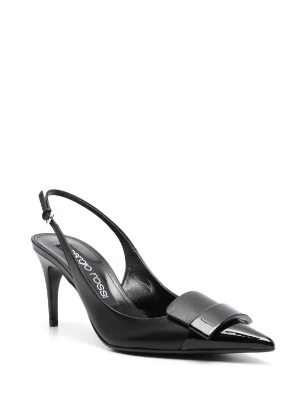 直営店‐Sergio Rossi‐ Sr1 スリングバック 75mm パンプス Sergio Rossi sr1 75mm スリングバック パンプス | ブラック