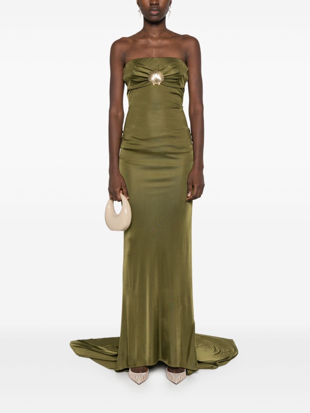 Giuseppe Di Morabito Jersey maxi-dress met schelpenspeld - Groen