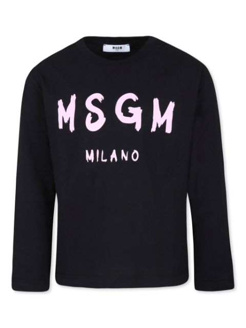 MSGM Kids logo-print longs-sleeve T-shirt