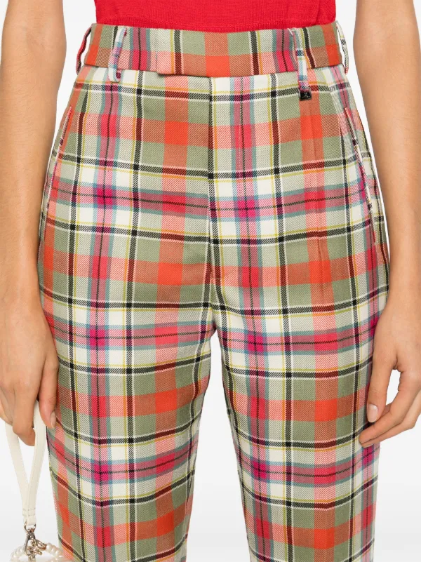 【送料&関税込】Vivienne Westwood Cigarette Trousers Vivienne Westwood Checked Cigarette Trousers | Green