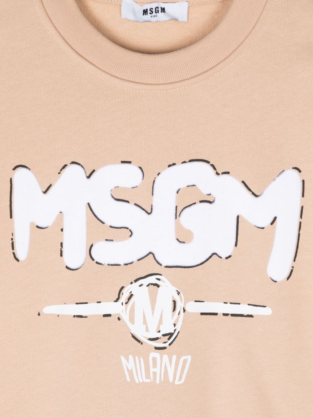 Shop Msgm Flocked-logo Sweatshirt In Neutrals