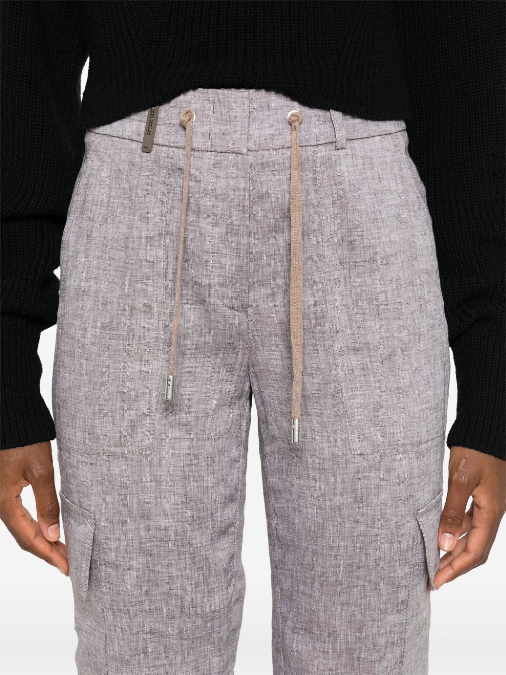 Shop Peserico Linen Cargo Pants In Neutrals