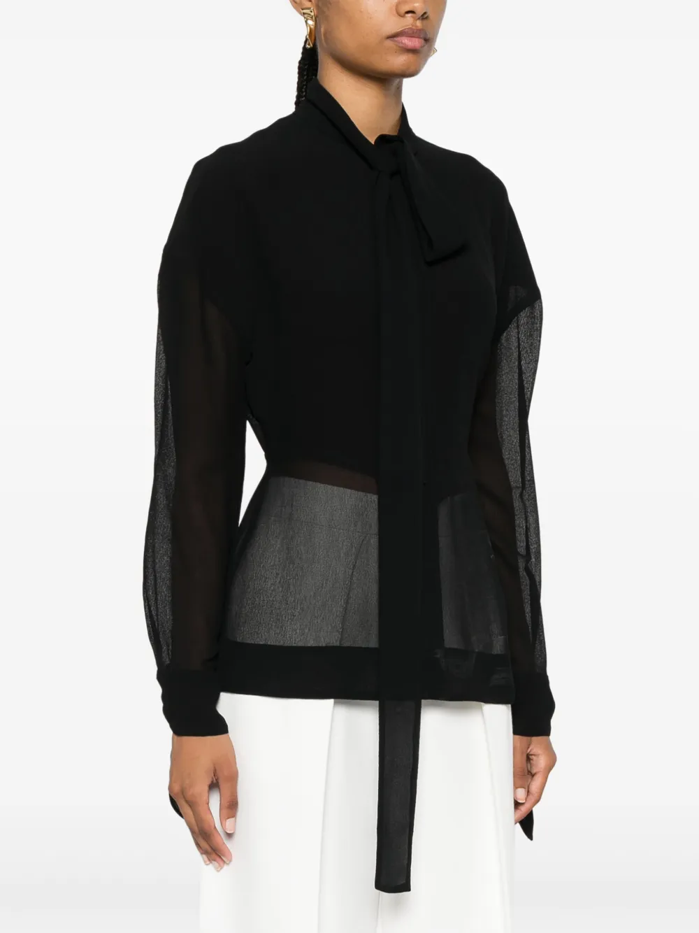 Shop Victoria Beckham Pussy-bow Blouse In Black