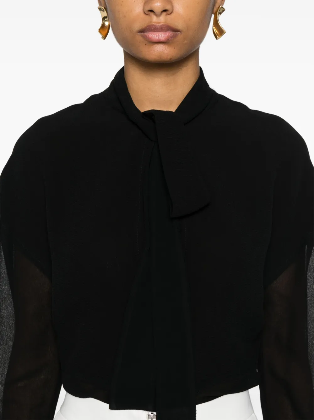 Shop Victoria Beckham Pussy-bow Blouse In Black